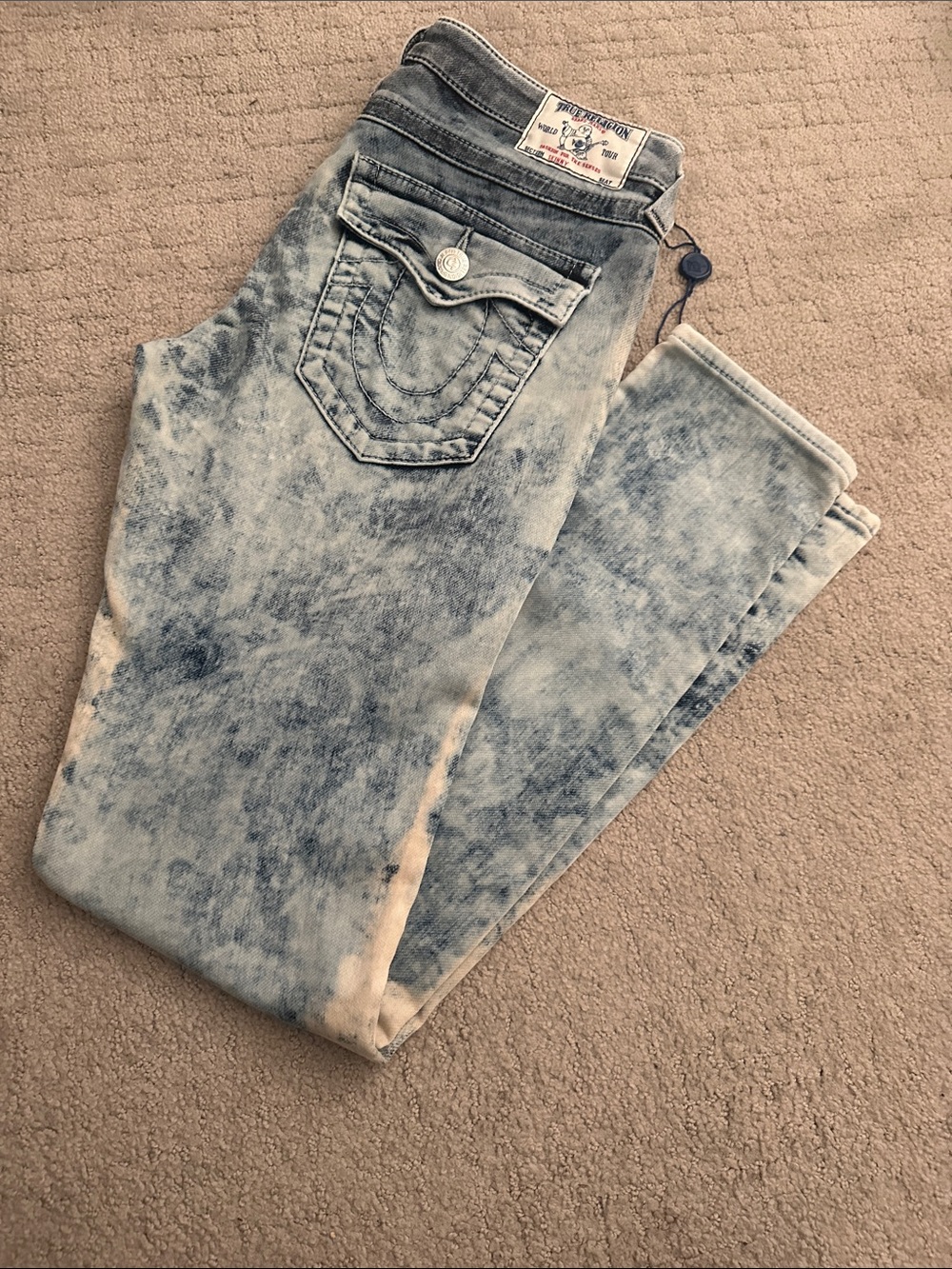 True Religion Acid-Wash Light Blue Skinny Jeans